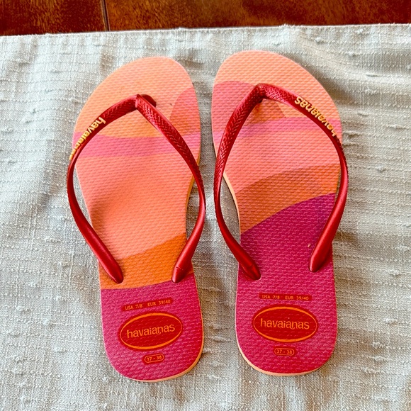 Havaianas Women's Orange and Pink Sandals - Picture 1 of 5